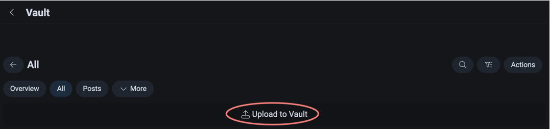 Выбор альбома в хранилище (Vault) на Fansly
