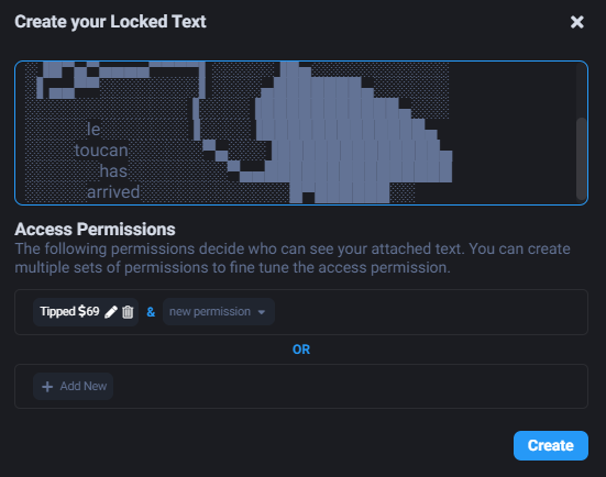 Пример настроек монетизации текстового поста