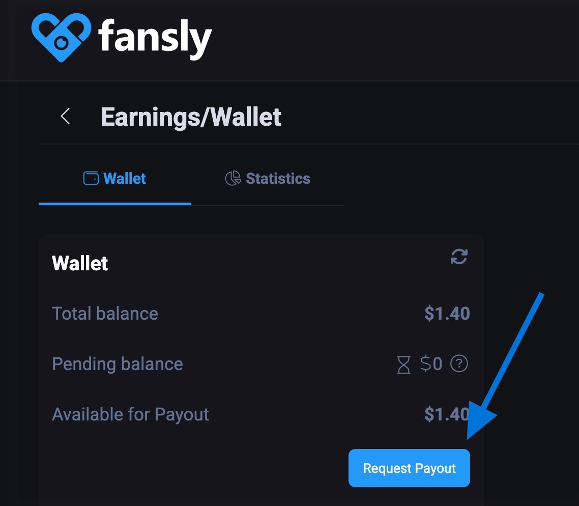 Страница кошелька заработка с кнопкой запроса выплаты