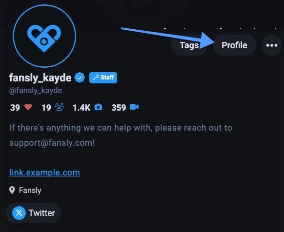 Переход в профиль Fansly с ленты