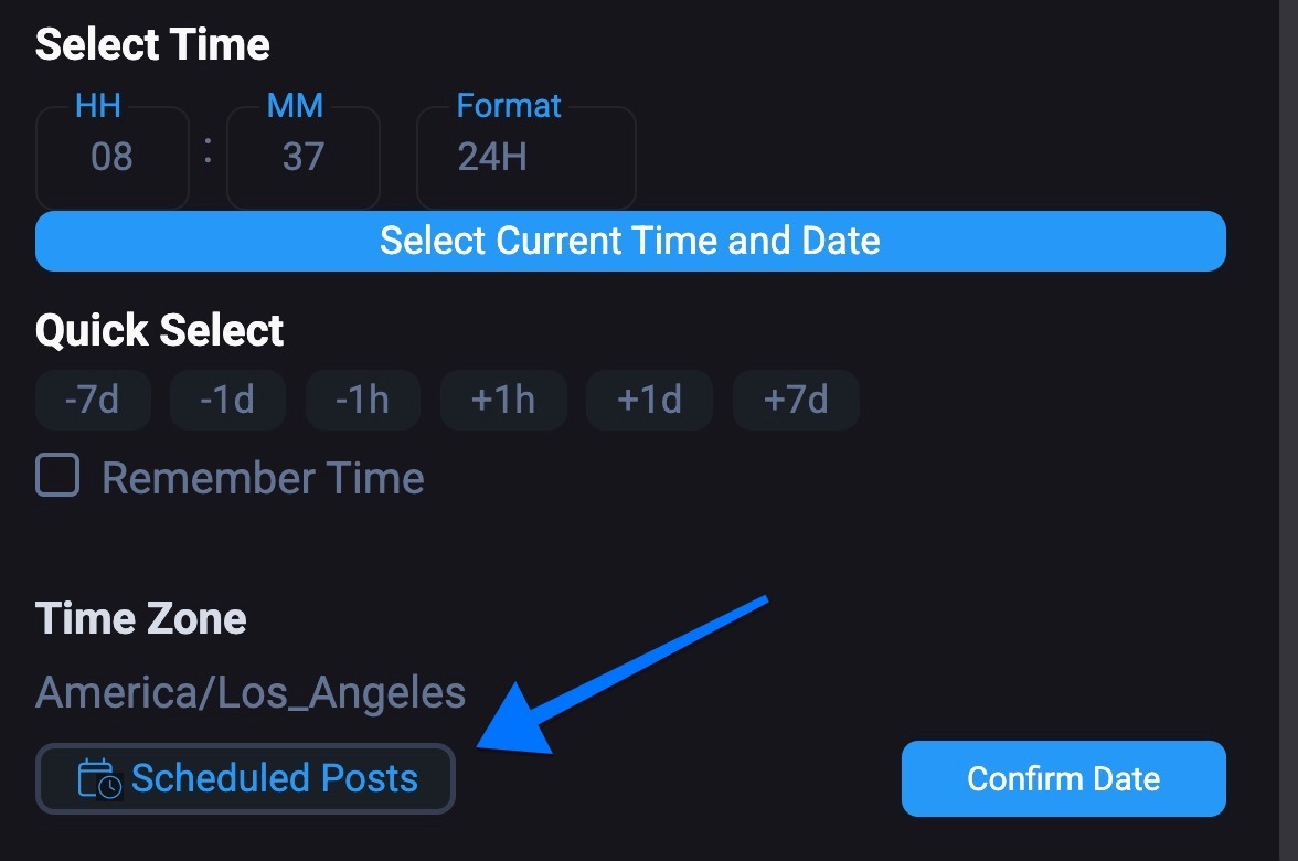 Раздел Scheduled Posts в меню календаря