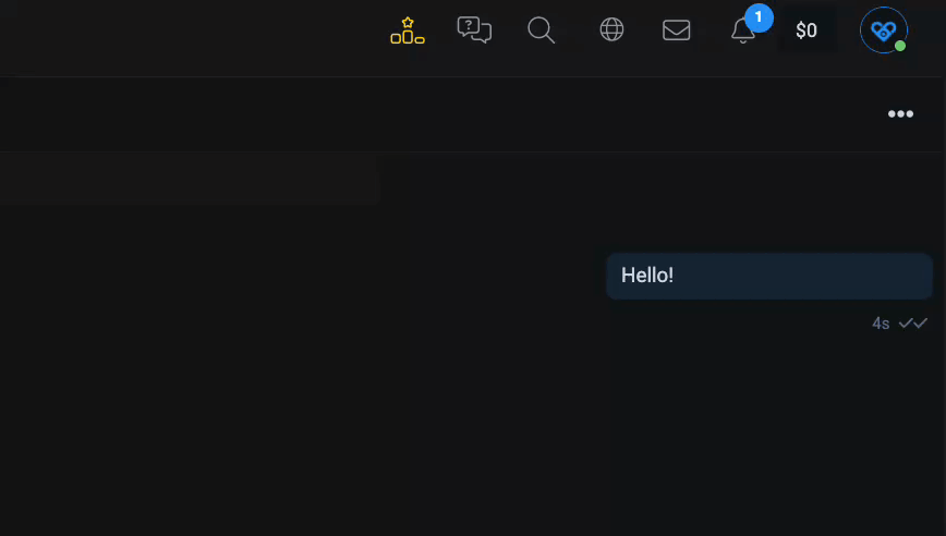 Пример отображения этапов доставки сообщения и временных меток на Fansly
